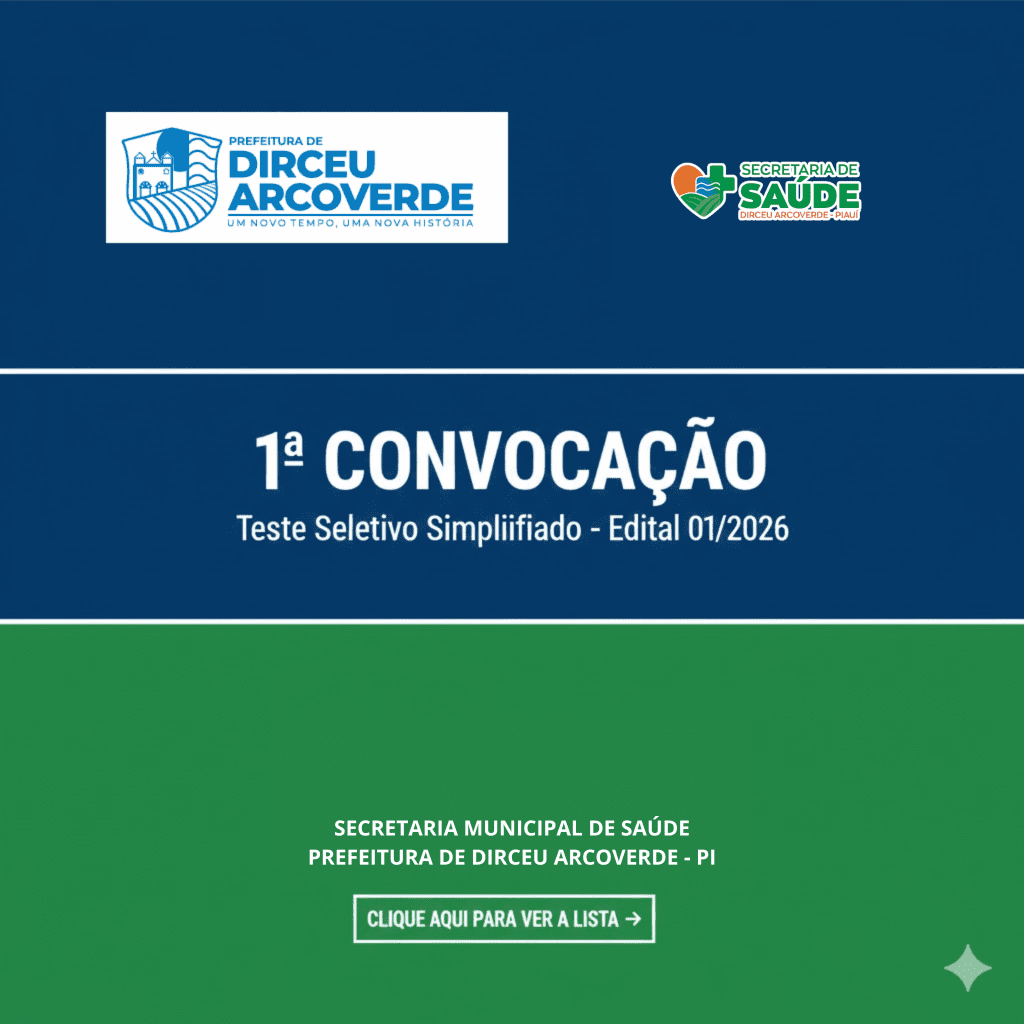 1ª Convocação do Processo Seletivo Simplificado – Edital Nº 01/2026 – Secretaria Municipal de Saúde